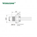 Mонтажный разъем VELLEDQ FLQ-M12-M08(M12)-0.3