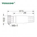 Соединитель кабельный VELLEDQ M8-F03T-2.0PVC/BK (розетка)