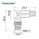 Соединитель кабельный VELLEDQ M8P-M04S-10.0PUR/GY (вилка)