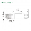 Соединитель кабельный VELLEDQ M8-M04T-2.0PVC/BK (вилка)