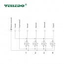 Распределительная коробка VELLEDQ M12-A3-4K4-5.0TL/GY